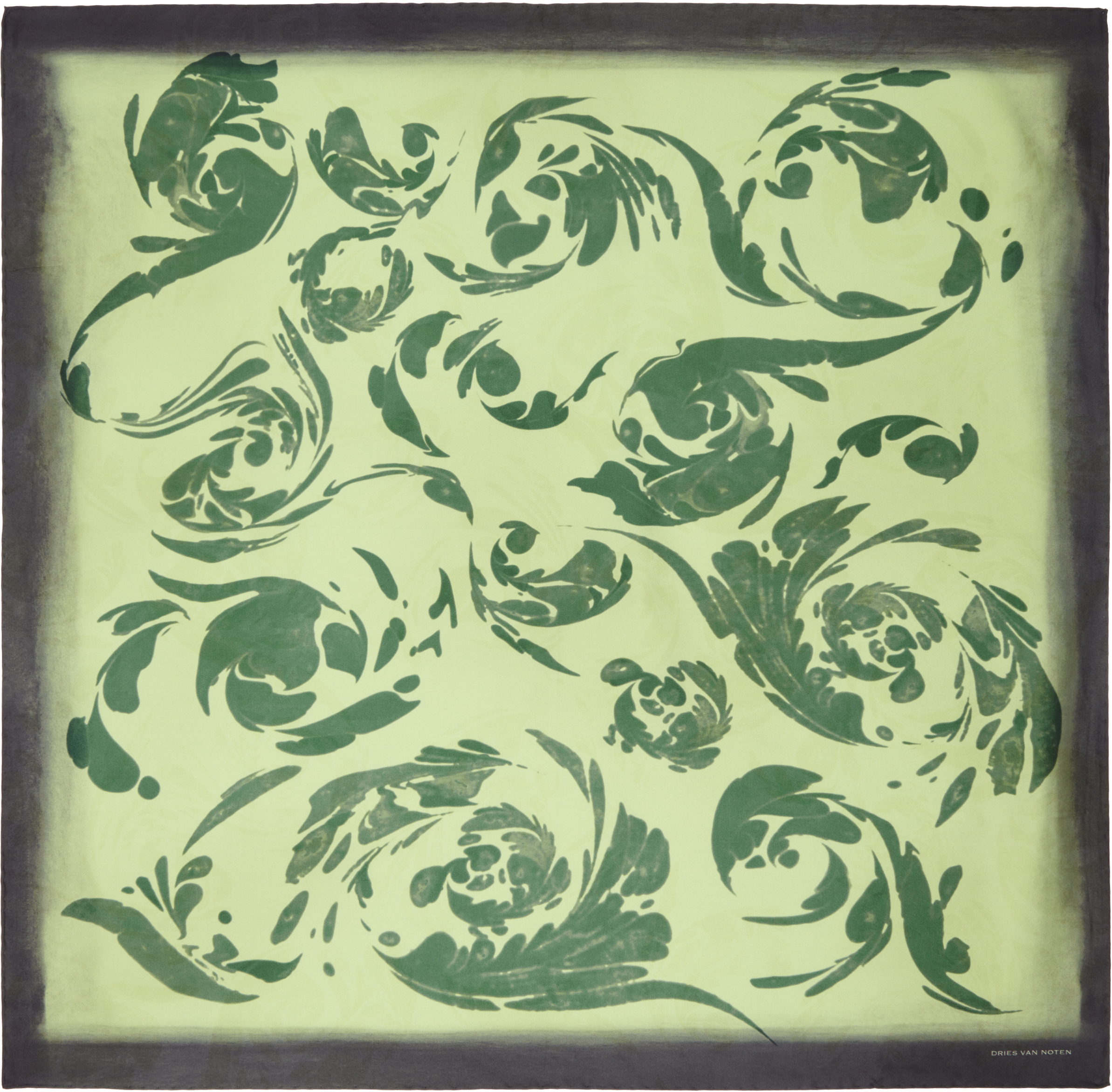 Black & Green Printed Silk Scarf