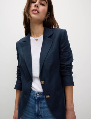 Linen Rich Single Breasted Blazer