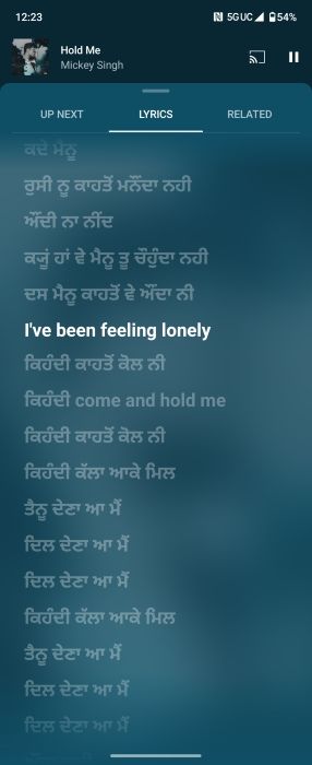 Live lyrics on YouTube Music