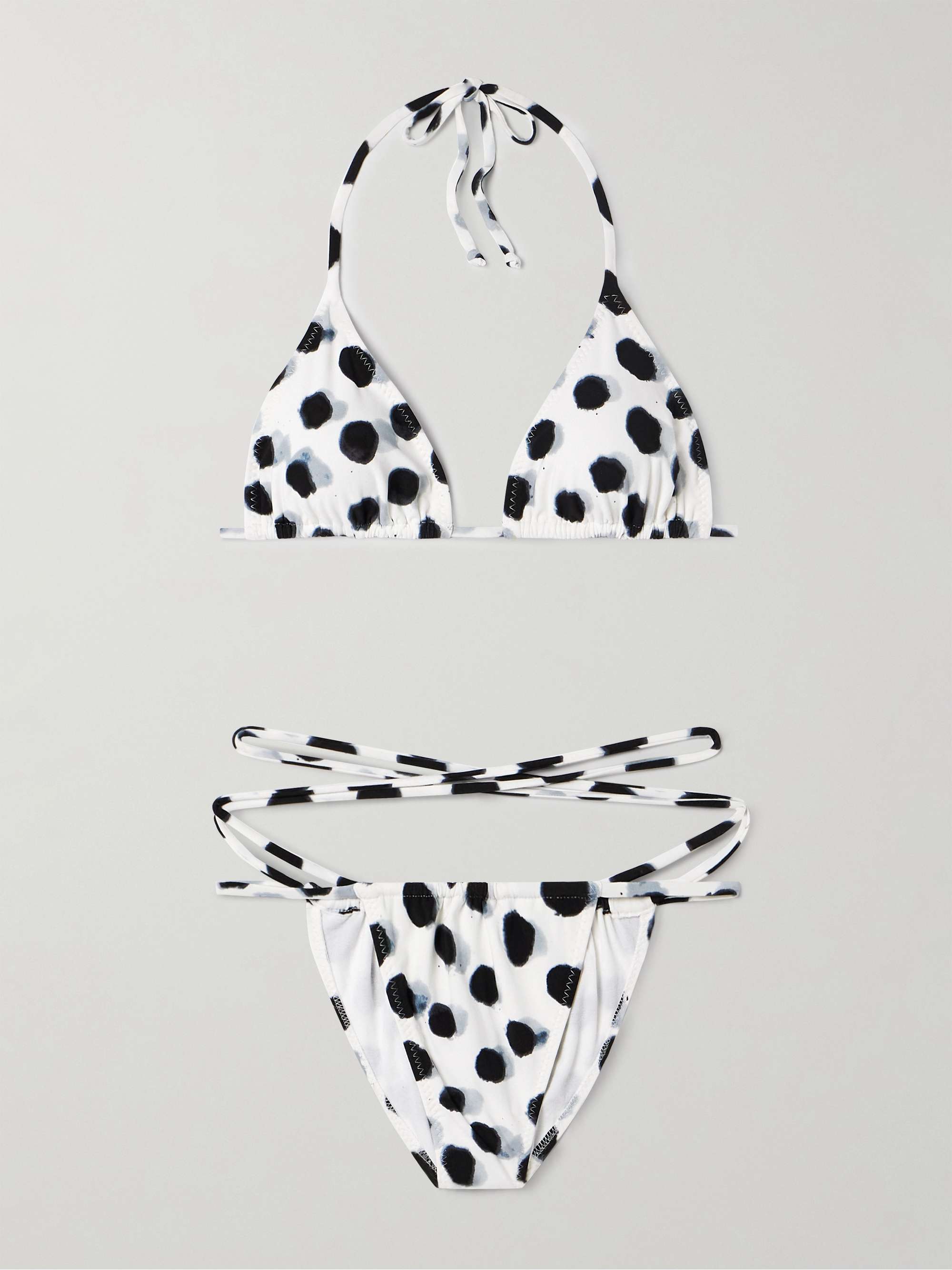 Polka-Dot Triangle Halterneck Bikini