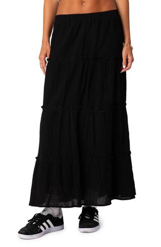 Tiered Cotton Maxi Skirt