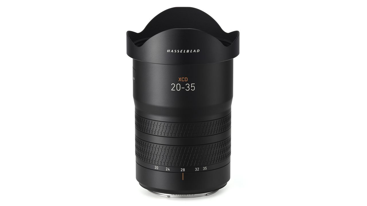 Hasselblad XCD 20-35E lens against a white background