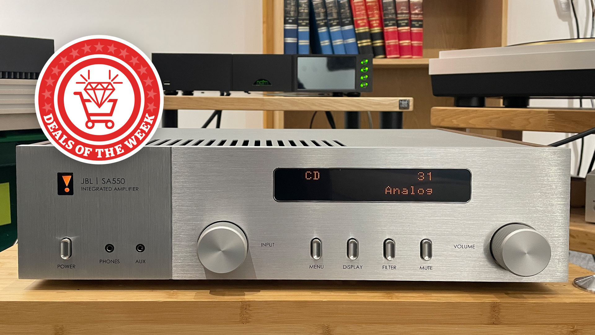 A picture of the JBL SA550 Classic with the deals of the week logo overlaid 