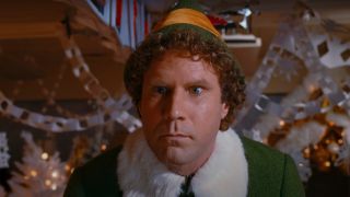 Will Ferrell staring with an intense look of doubt in Elf.