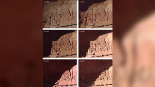 Patterns of sunlight and shadow move across the rock carvings only at certain times of the day, and only for a few days around the solstices and equinoxes.