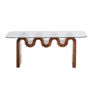 wavy wood and glass coffee table
