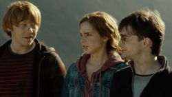 Harry (Daniel Radcliffe) Ron (Rupert Grint) and Hermione (Emma Watson) from Harry Potter and the Deathly Hallows Part 2