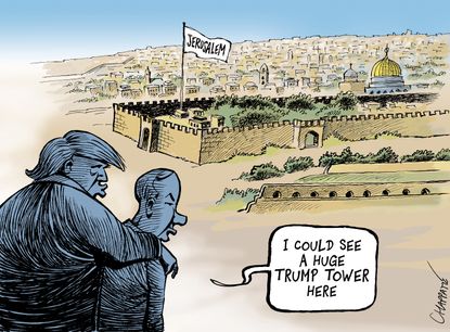 Political cartoon World Netanyahu Trump Jerusalem capitol