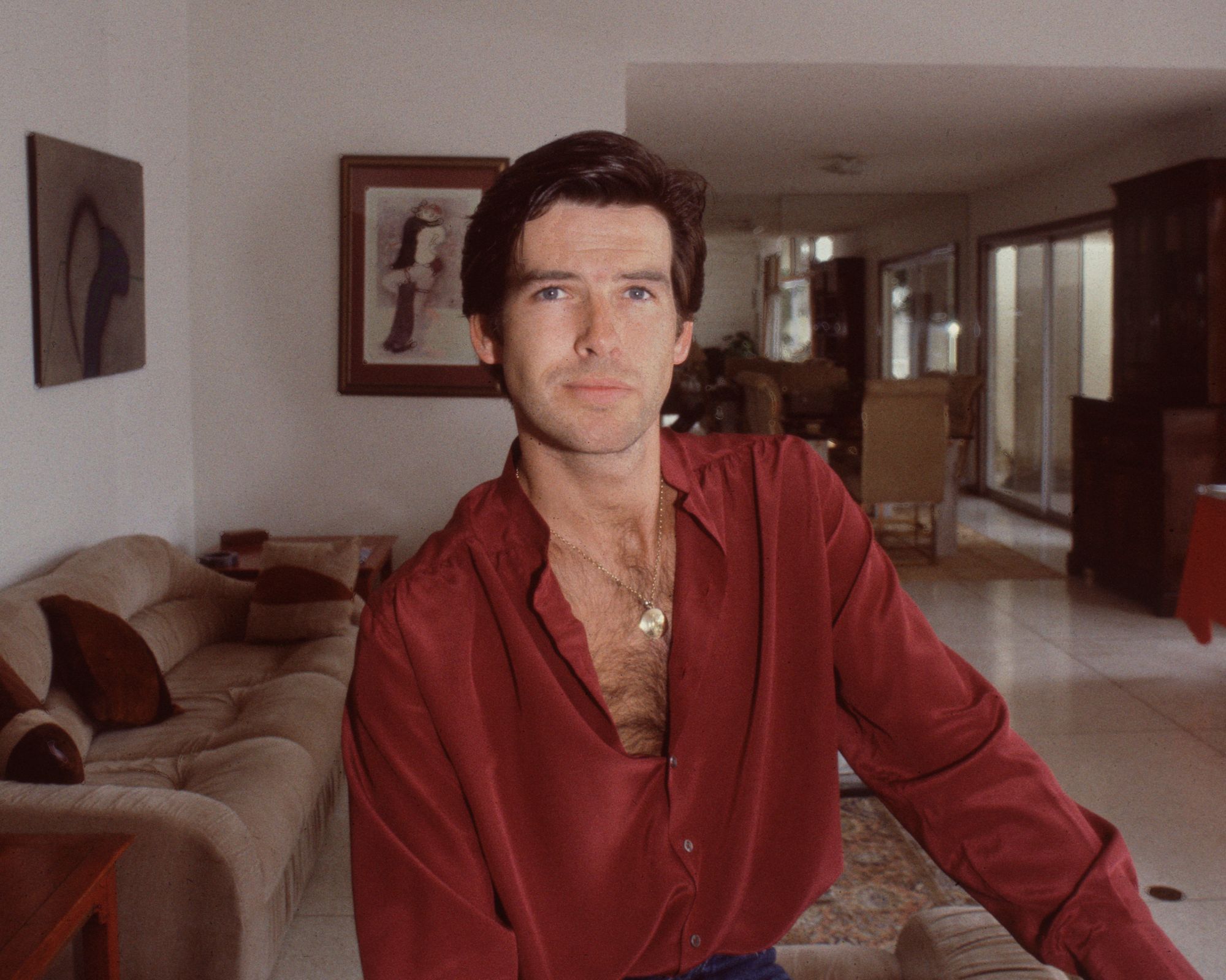 pierce brosnan in his 80s living room