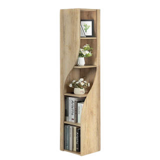 corner bookcase with semi-open design