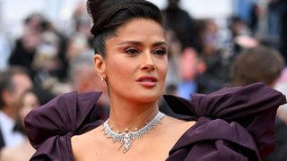 Salma Hayek attends the "Killers Of The Flower Moon" red carpet during the 76th annual Cannes film festival at Palais des Festivals on May 20, 2023 in Cannes, France.