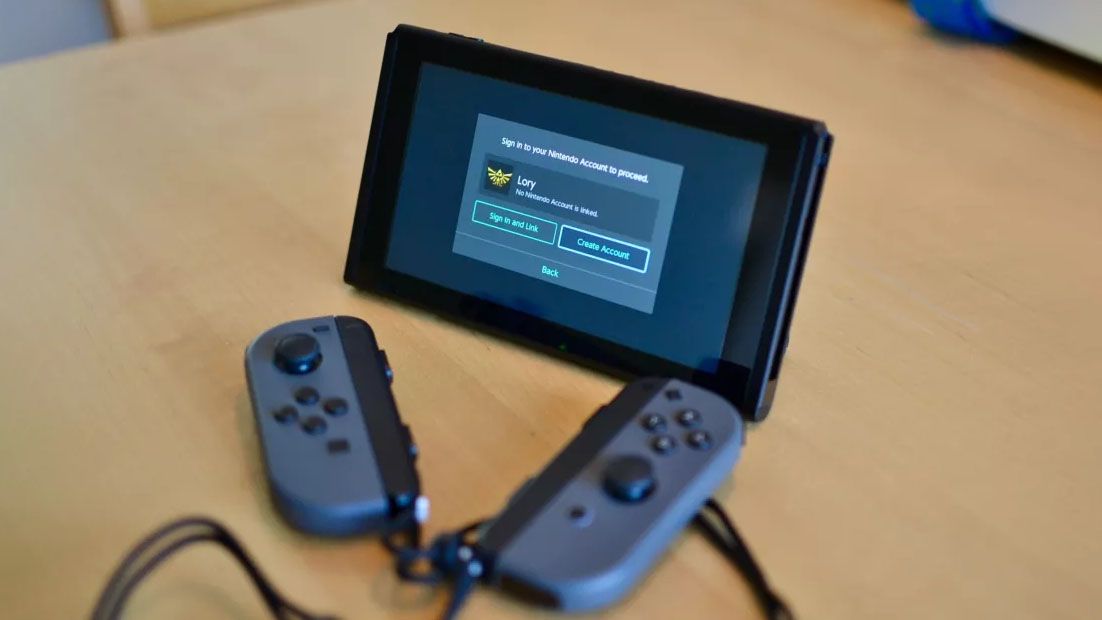 Nintendo Switch in tabletop mode with Joy-Con removed