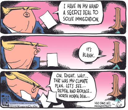 Political Cartoon U.S. Trump Mexico Immigration Deal Blank Paper