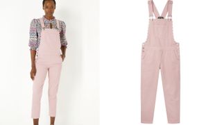 Wyse London Scarlett Scalloped Dungaree in Pink