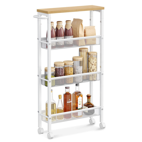 Slim Rolling Cart, 4-Tier Storage Cart