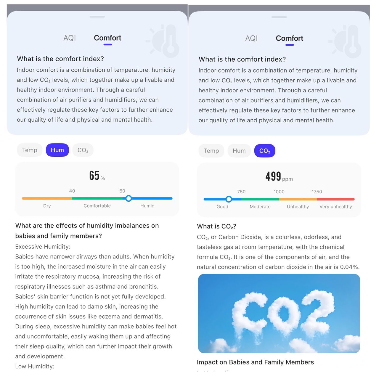levoit sprout air purifier app readings and info