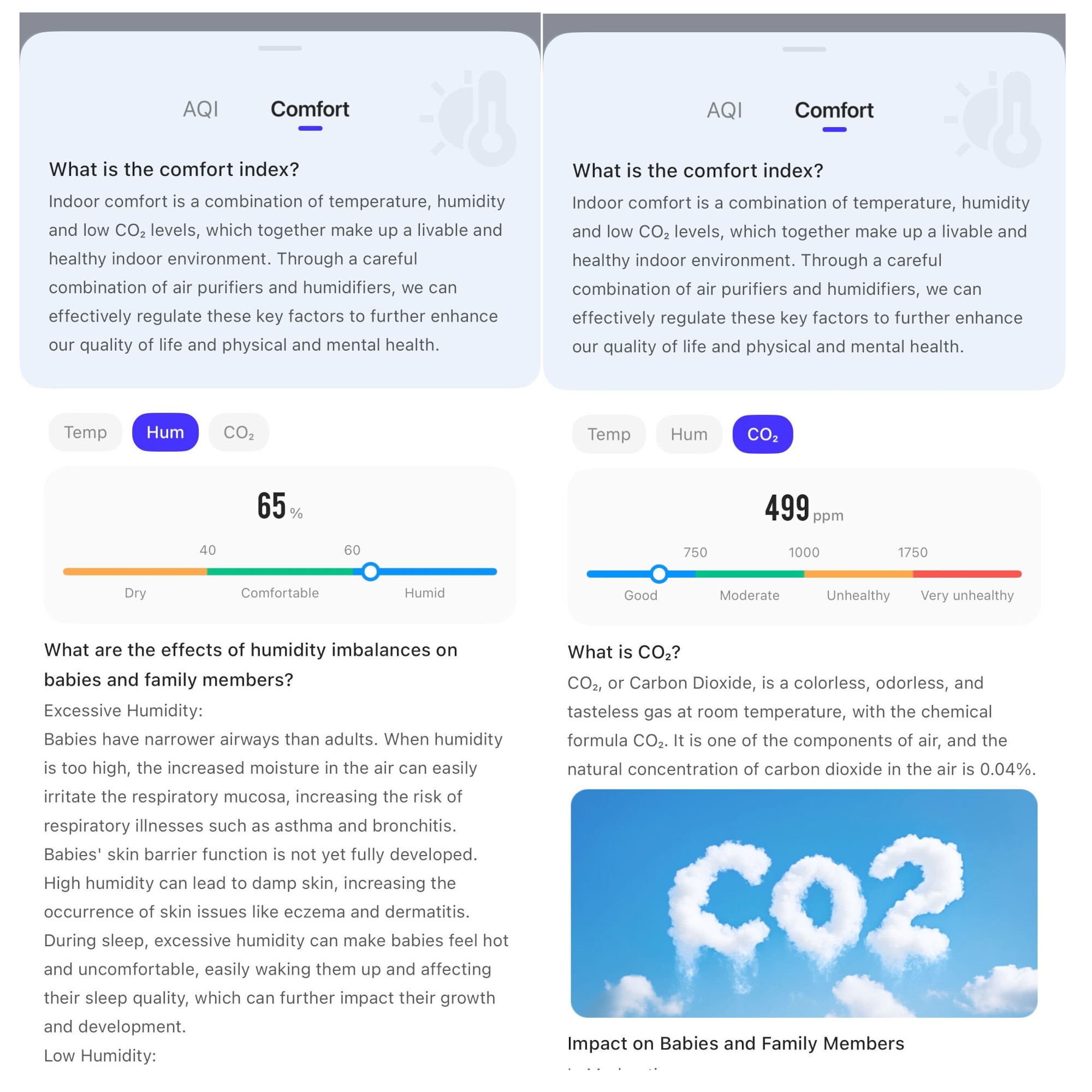 levoit sprout air purifier app readings and info