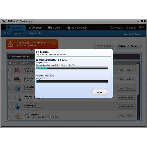 Avanquest Fix-It Utilities Pro monitors disk defragmentation in real time.