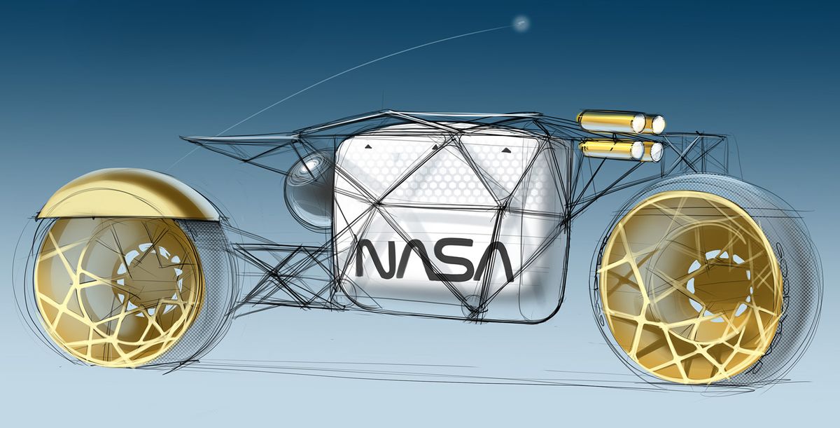 Moscow-based automotive designer Andrew Fabishevskiy has come up with this novel concept for a moon motorcycle.
