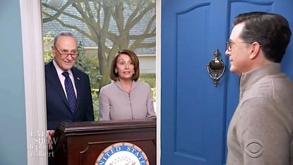 Nancy Pelosi and Chuck Schumer on The Late Show