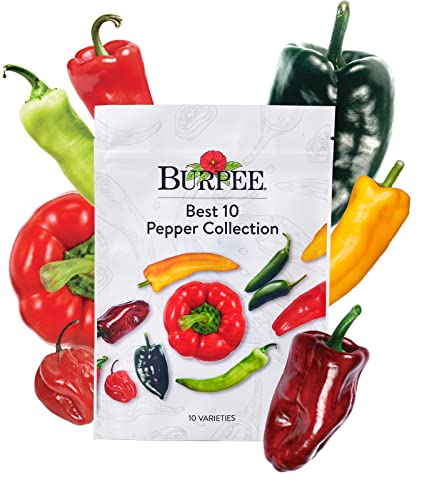 Burpee Best Collection | 10 Packets of Non-Gmo Fresh Mix of Hot Pepper &amp;amp; Sweet Varieties | Jalapeno, Bell Pepper Seeds &amp;amp; More, Seeds for Planting