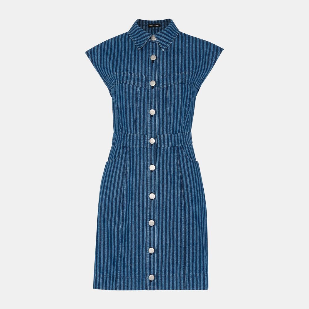 Whistles Denim Bodice Striped Dress
