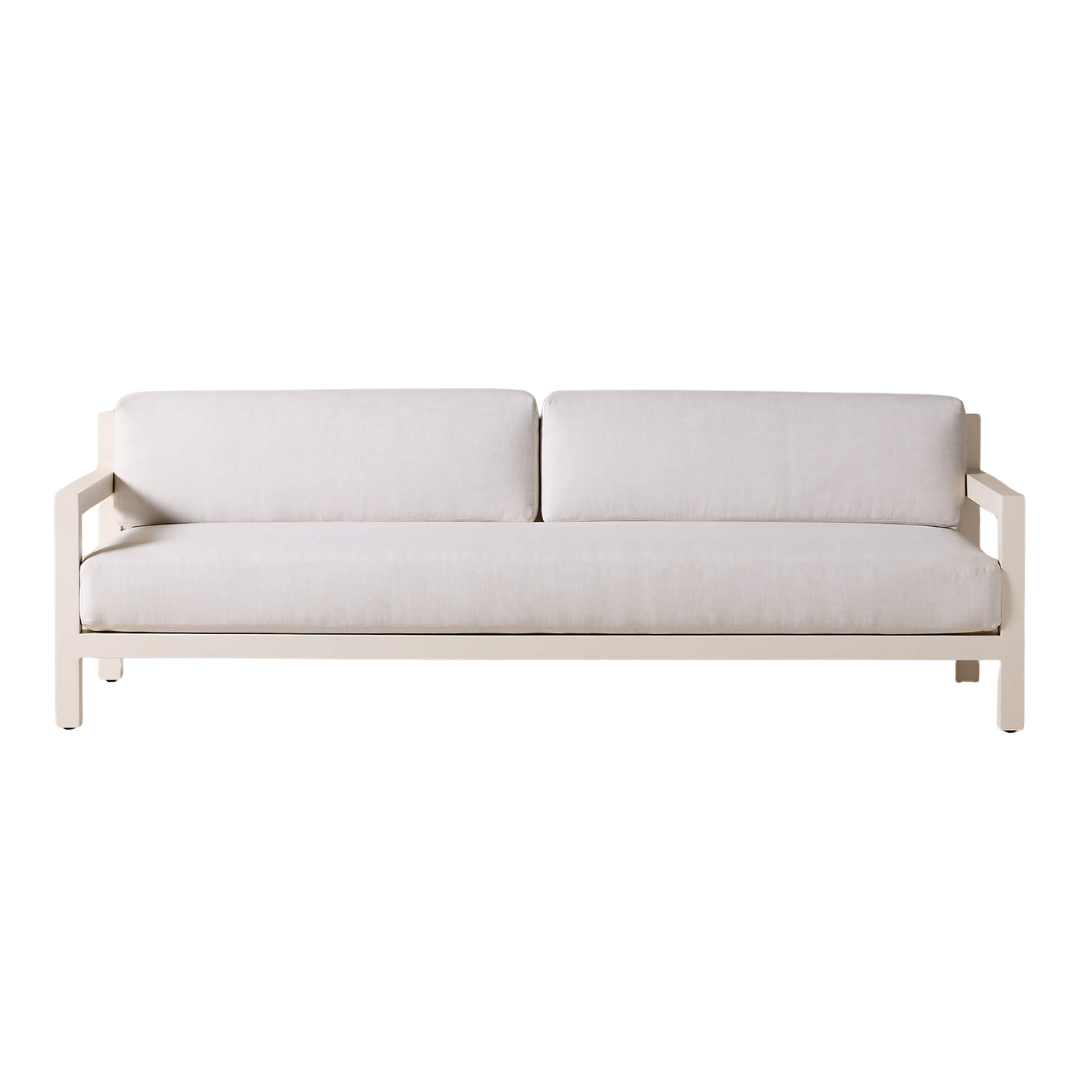CB2, Bay 95" Ivory Aluminum Outdoor Sofa