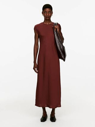 Cap-Sleeve Maxi Dress - Dark Red - Arket Gb