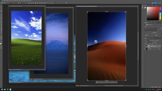 Windows XP wallpapers expanded to 9:16 ratio in Adobe Photoshop Beta
