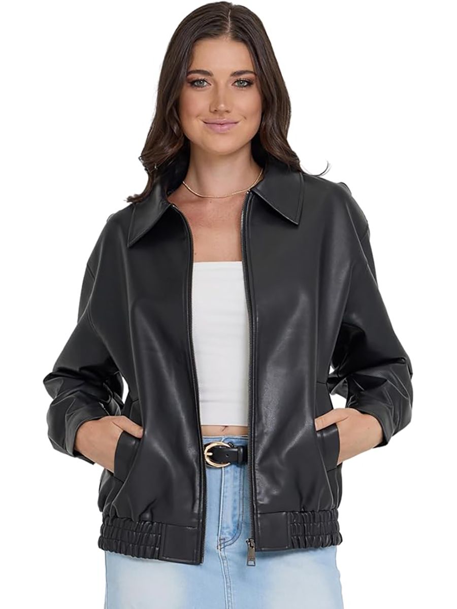 Steve Madden, Steve Madden Leather Jacket Women – Faux Leather Oversized Bomber Jacket Women, Plus Size Motorcycle Jackets