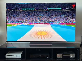 LG C2 OLED TV showing World Cup