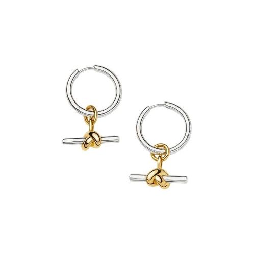 Lucy Williams Knot T-Bar Charm Hoop Earrings