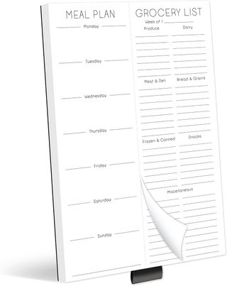  Evercio Meal Plan & Grocery List Magnetic Notepad for Refrigerator 