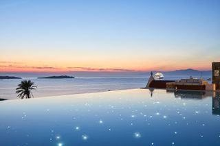 a starlit lighting effect on a pool