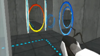 Two portals shown in the Portal N64 demake.