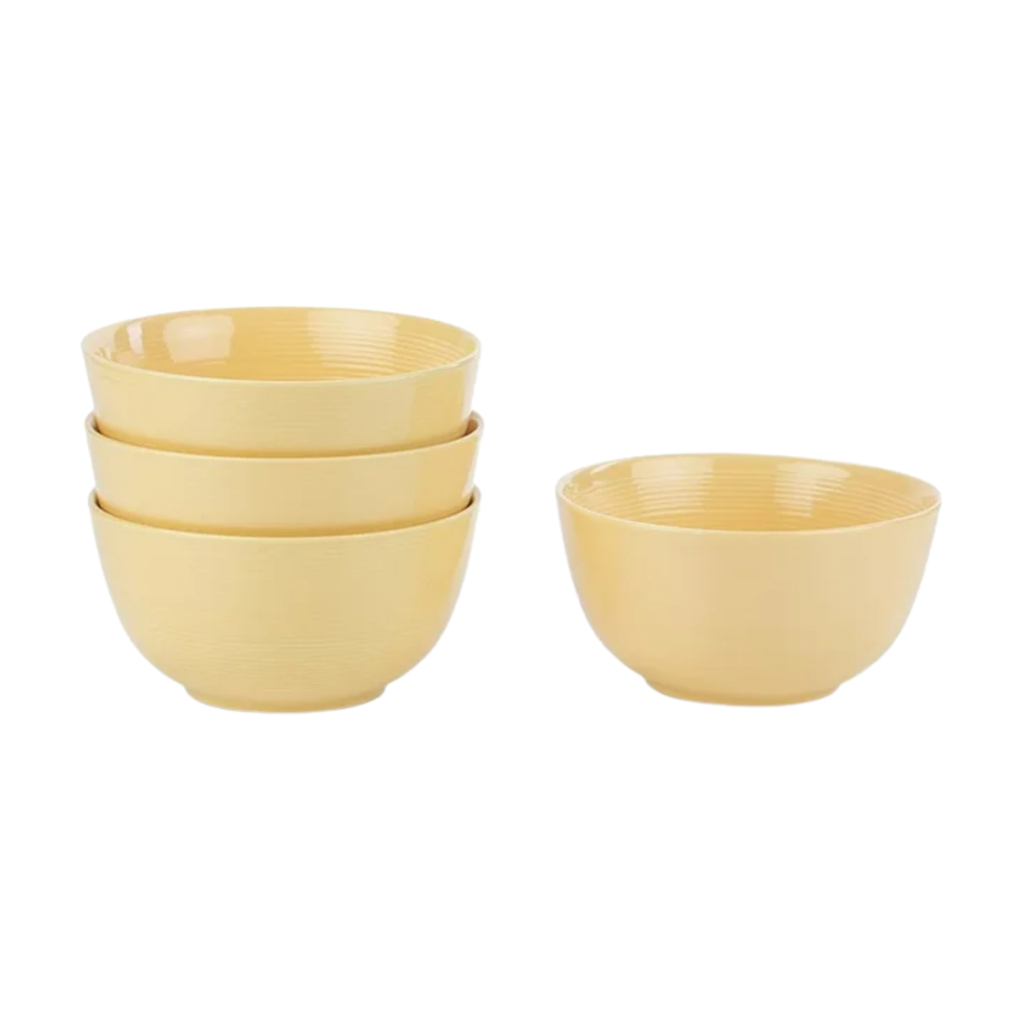 set of four cereal bowls in light yellow