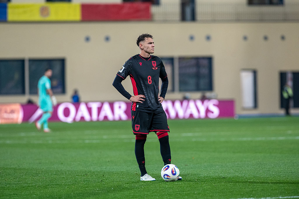 Kristjan Asllani in action for Albania