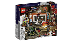 The Spider-Man at the Sanctum Workshop Lego set from Spider-Man: No Way Home, shows the charcter fighting a bug with Doctor Strange