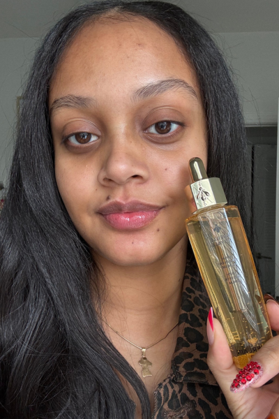 Shauna Beni-Haynes before and after testing Guerlain's Abeille Royale Youth Watery Oil Serum