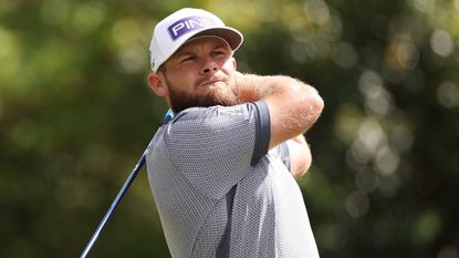 Tyrrell Hatton takes a shot at the 2023 Players Championship at TPC Sawgrass