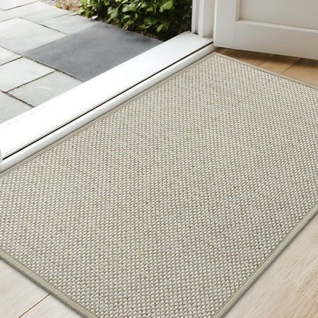 Pabube Indoor Doormat 17&quot; X 29&quot;, Non Slip Door Mats for Inside Washable, Front Door Entry Rug for Entryway Indoor, Dirt Trapper Absorbent Welcome Floor Mats for Home Indoor, Khaki