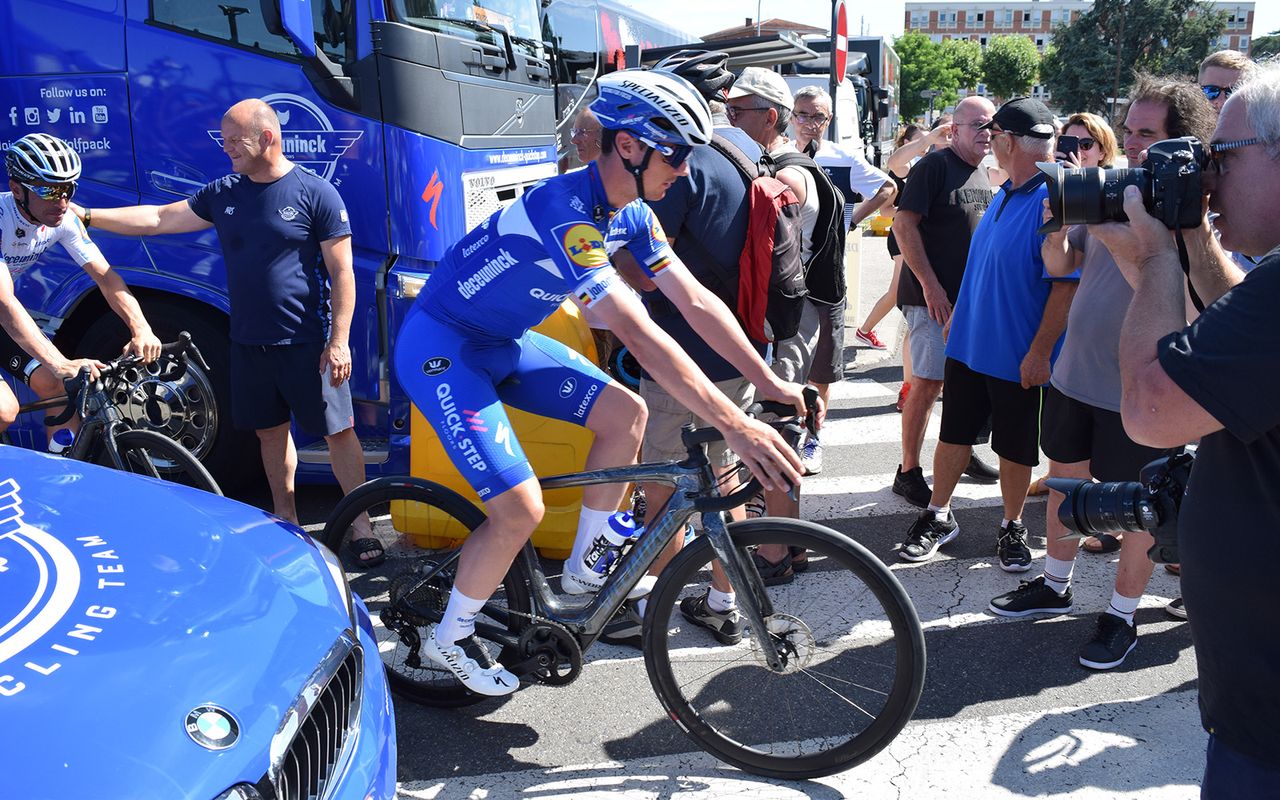 Yves Lampaert heads out for training on the Specialized Creo