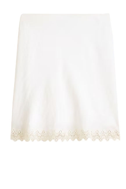 J.Crew, Gwen Lace-Trim Slip Skirt in Linen