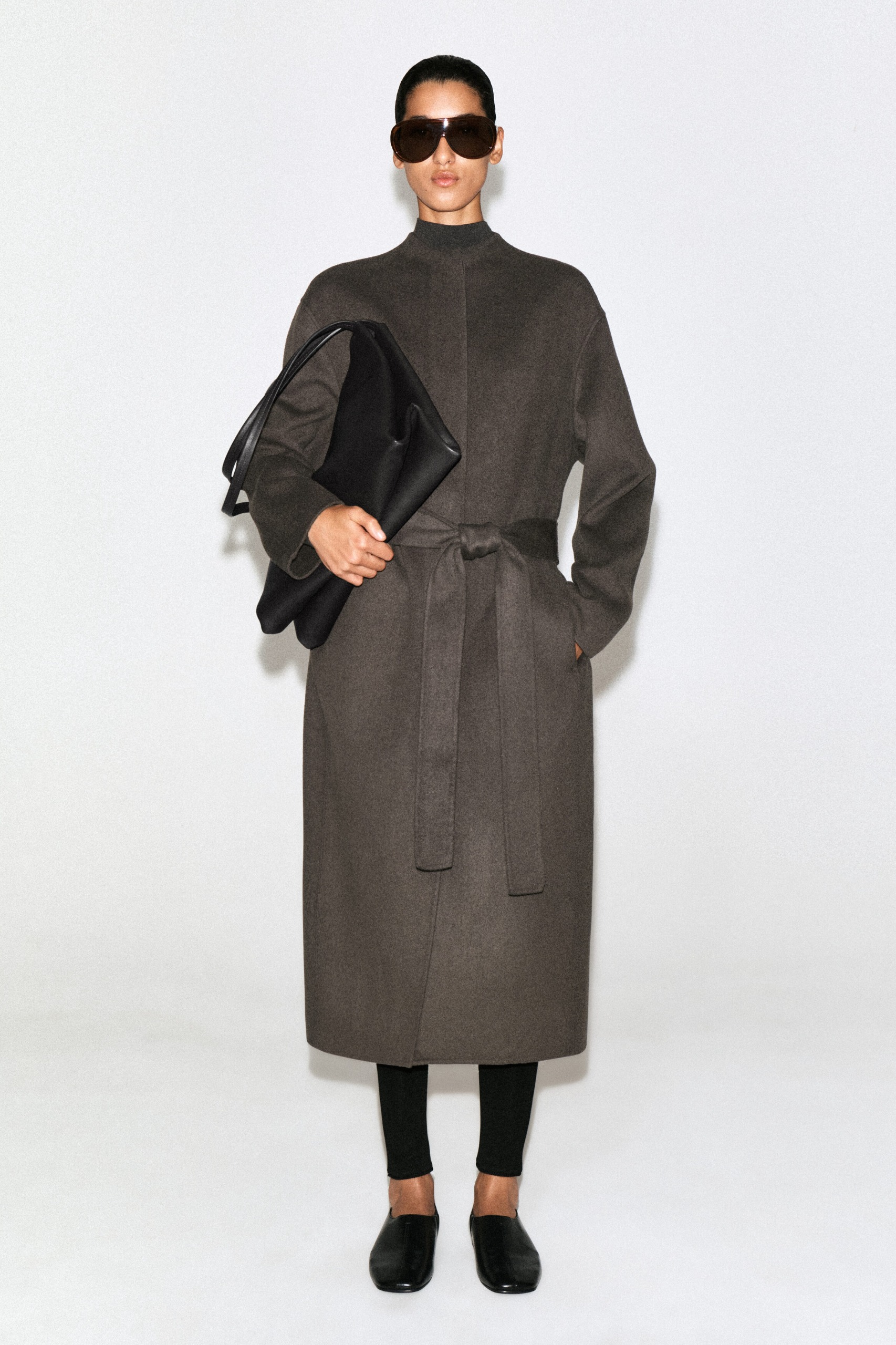 Belted Double-Faced Wool-Blend Long Coat