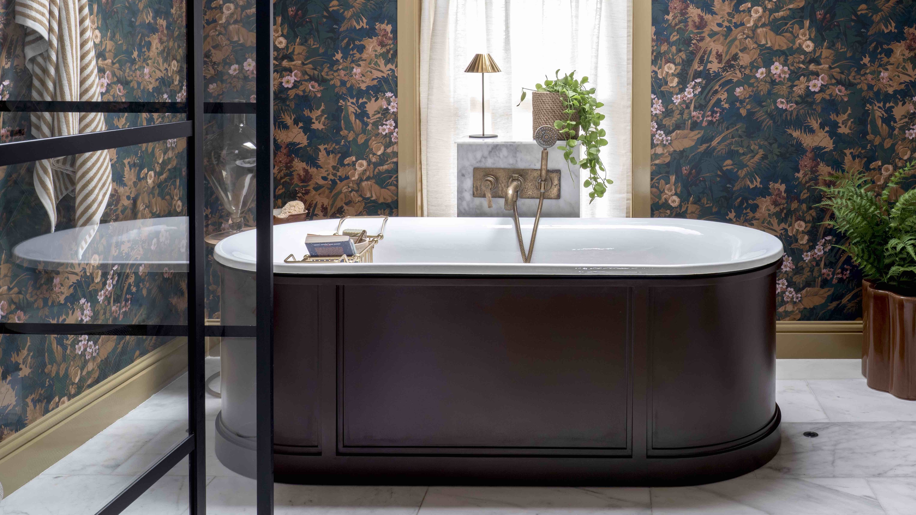 bathroom with freestanding tub