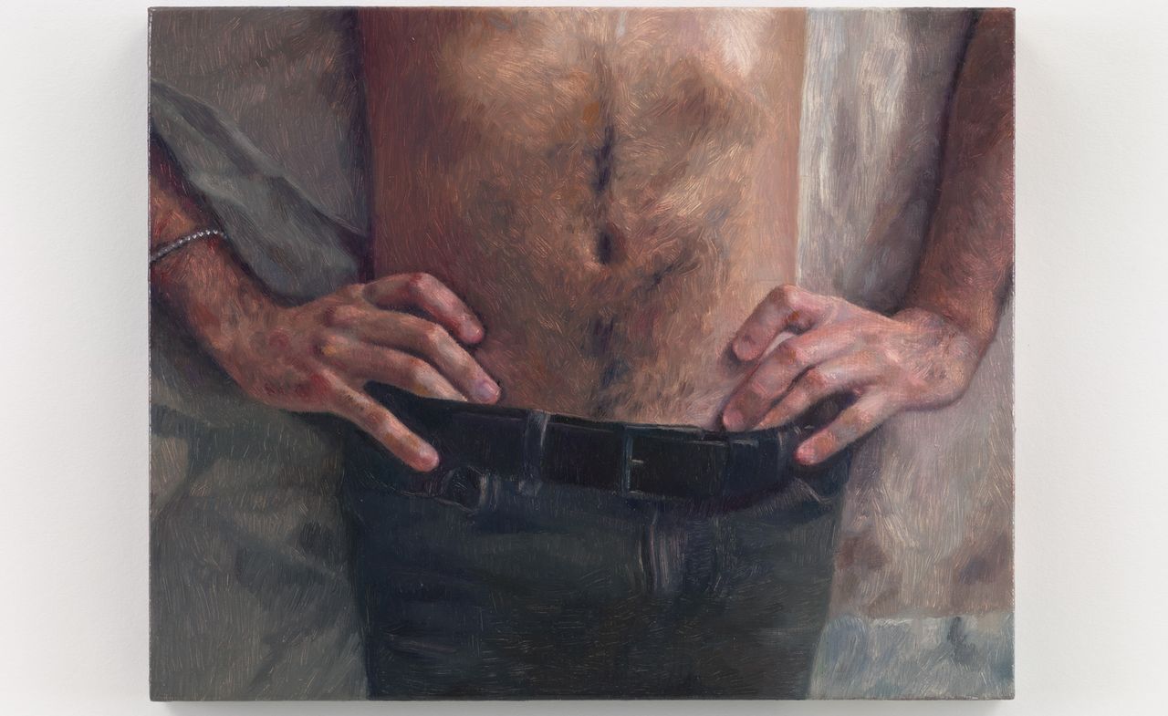 painting of man&#039;s hairy belly