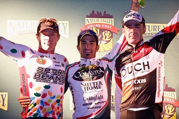 The men's podium - Brad Huff (Jelly Belly), Lucas Sebastian Haedo (Colavita/Sutter Home p/b Cooking Light), Andrew Pinfold (Ouch pb Maxxis)