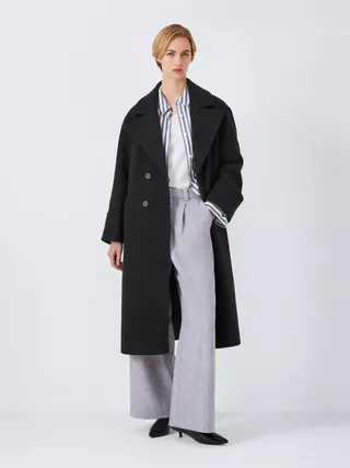 John Lewis Anyday Relaxed City Coat, Black