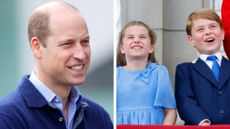 Prince William, George and Charlotte photographed smiling in a two-picture template - Prince William's favourite childhood meals
