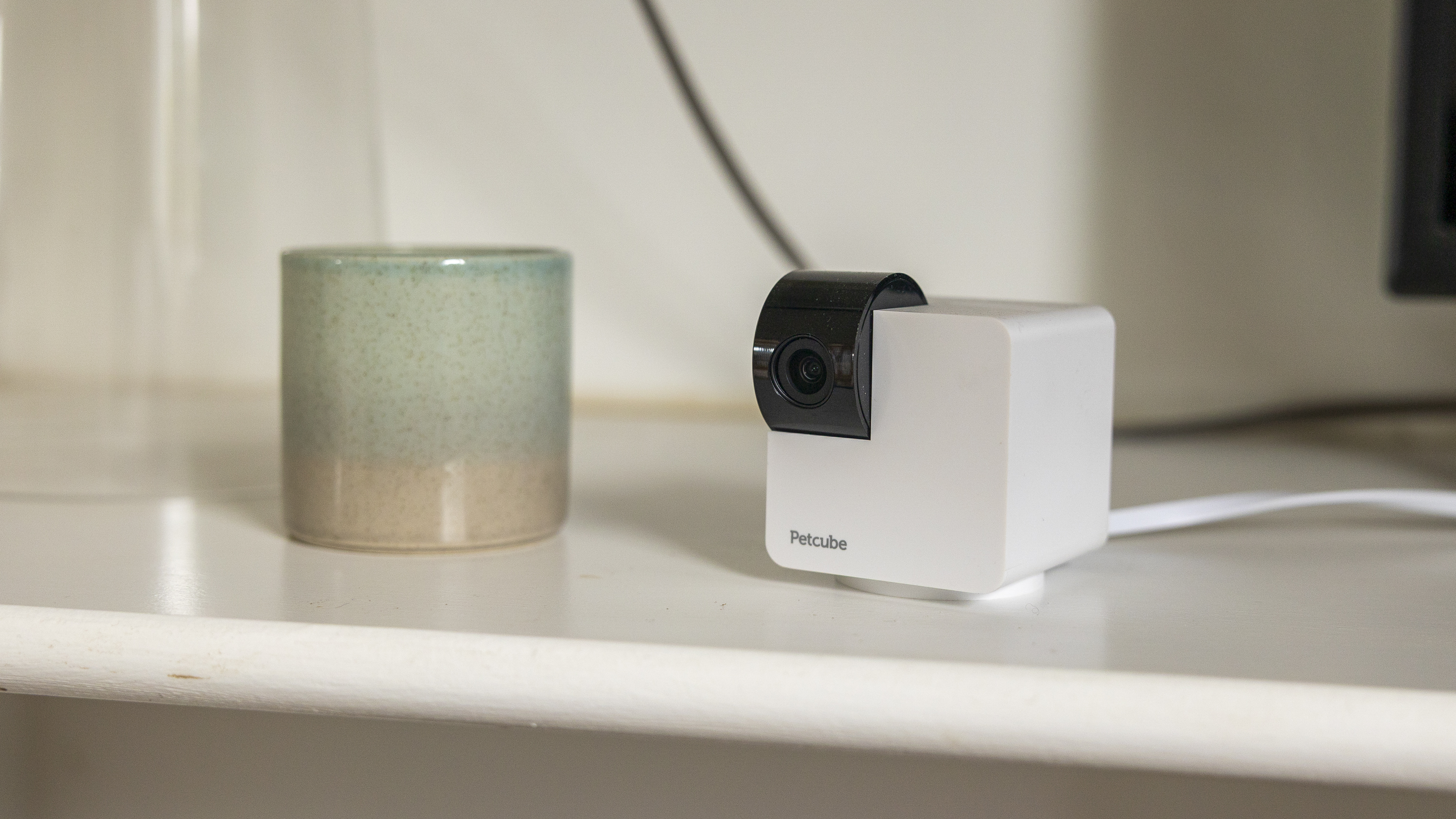 The Petcube Cam 360 in a white living room